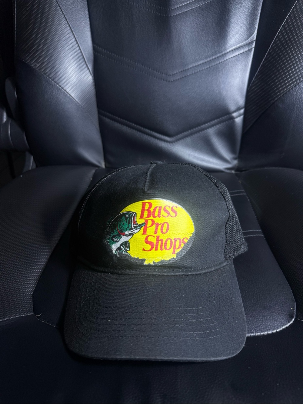 Bass Pro Shops Black Mesh Snapback Trucker Hat Adjustable